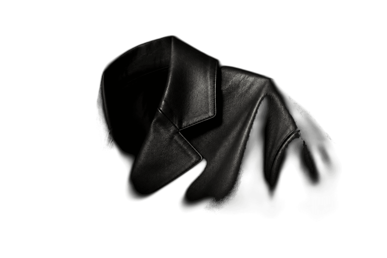 Solapa de una chaqueta de cuero negro